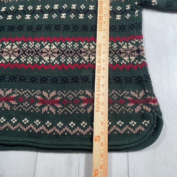 Vintage Eddie Bauer Sweater Women Large Red Nordic Fair Isle Roll Neck Holiday - Picture 13 of 15